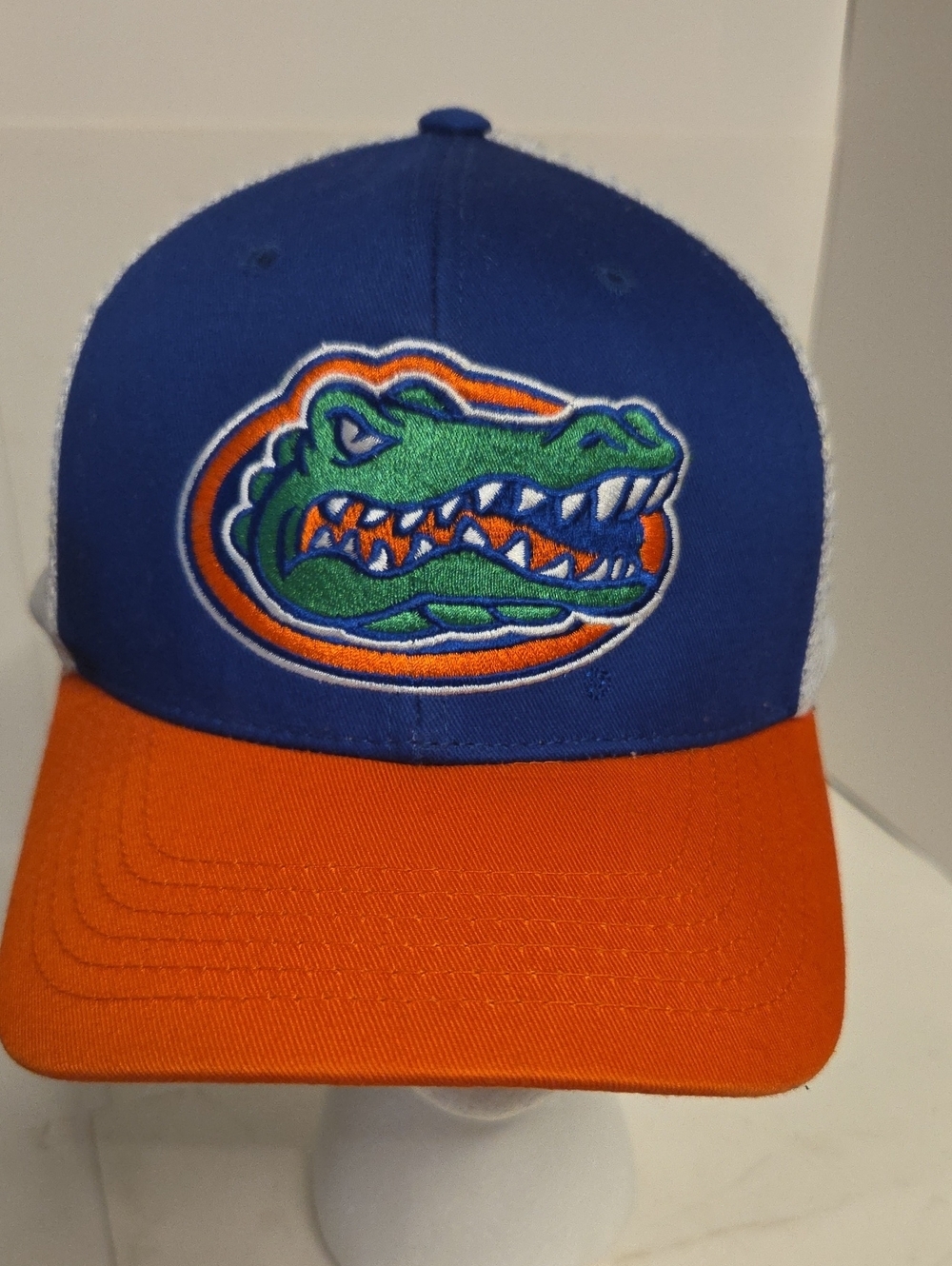 Men's Blue and Orange Alligator Logo Mesh Cap